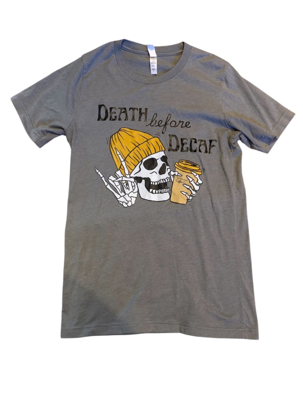 Death Before Decaf Graphic T-Shirt | Size Small